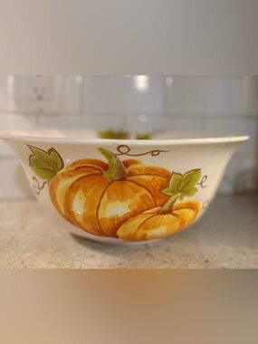 Maxcera Pumpkin Harvest Serving Bowl Fall Autumn Ceramic 12” Thanksgiving Decor